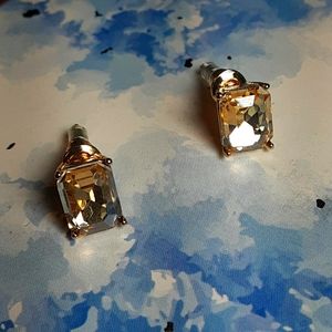 Yellow Rectangular Jewel Stud Earring NEW